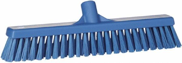 Vikan - 16" Fine Particle Synthetic Push Broom - 2" Bristle Length, Plastic Block, European Threaded Handle Connection - A1 Tooling