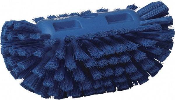 Vikan - 1-1/2" Bristle Length, Polyester Utility Scrub Brush - 5-1/2" Wide Head, 8" OAL, European Threaded Handle, Blue, Polypropylene Block - A1 Tooling