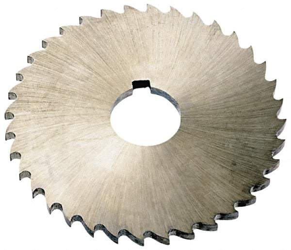 Keo - 5" Diam x 1/8" Blade Thickness x 1" Arbor Hole Diam, 44 Tooth Slitting and Slotting Saw - Arbor Connection, Right Hand, Uncoated, High Speed Steel, Concave Ground, Contains Keyway - A1 Tooling