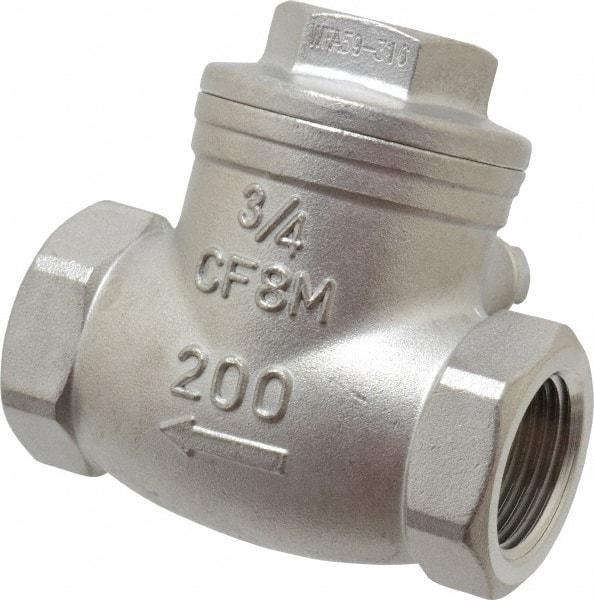 Sharpe Valves - 3/4" Stainless Steel Check Valve - FNPT x FNPT, 200 WOG - A1 Tooling