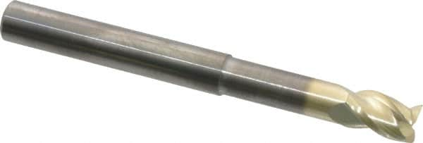 Accupro - 1/4", 3/8" LOC, 1/4" Shank Diam, 2-1/2" OAL, 3 Flute, Solid Carbide Square End Mill - Single End, ZrN Finish, Spiral Flute, 37° Helix, Centercutting, Right Hand Cut, Right Hand Flute - A1 Tooling