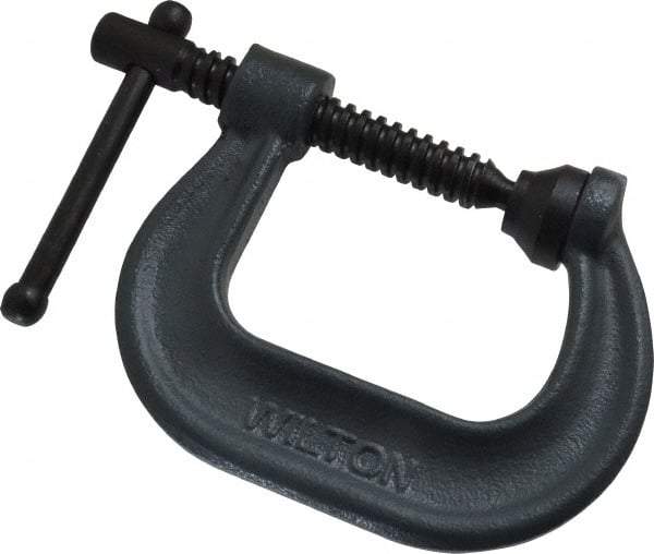 Wilton - Regular-Duty 2-1/8" Max Opening, 2-1/4" Throat Depth, Forged Steel Standard C-Clamp - 3,500 Lb Capacity, 0" Min Opening, Deep Throat - A1 Tooling