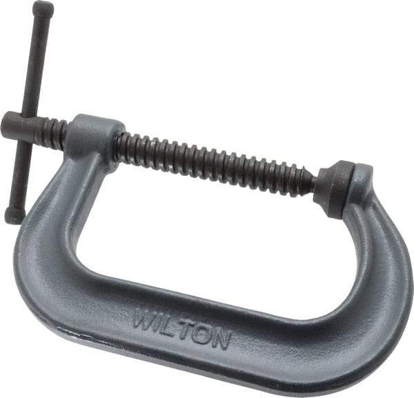 Wilton - Regular-Duty 4-1/4" Max Opening, 3-1/4" Throat Depth, Forged Steel Standard C-Clamp - 6,200 Lb Capacity, 0" Min Opening, Deep Throat - A1 Tooling