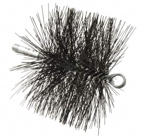 Schaefer Brush - 4-1/2" Brush Length, 7" Diam, Double Stem, Double Spiral Tube Brush - 7-1/2" Long, Tempered Steel Wire, 1/4" NPT Male Connection - A1 Tooling