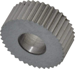 Made in USA - 5/8" Diam, 90° Tooth Angle, 20 TPI, Standard (Shape), Form Type Cobalt Straight Knurl Wheel - 1/4" Face Width, 1/4" Hole, Circular Pitch, Bright Finish, Series GK - Exact Industrial Supply