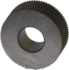 Made in USA - 5/8" Diam, 80° Tooth Angle, Standard (Shape), Form Type High Speed Steel Straight Knurl Wheel - 1/4" Face Width, 1/4" Hole, 128 Diametral Pitch, Bright Finish, Series GK - Exact Industrial Supply