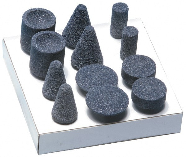 Grier Abrasives - 12 Piece Aluminum Oxide Vitrified Abrasive Point Set - A1 Tooling