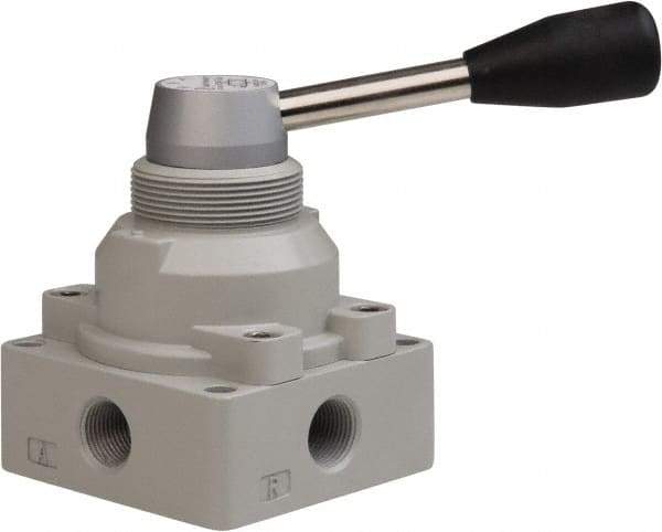 PRO-SOURCE - 3/8" NPT Manual Mechanical Valve - 4-Way, 3 Position, Lever, 0.98 CV Rate & 127.98 Max psi - A1 Tooling