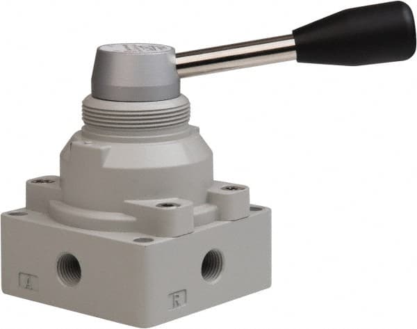 PRO-SOURCE - 1/4" NPT Manual Mechanical Valve - 4-Way, 2 Position, Lever, 0.98 CV Rate & 127.98 Max psi - A1 Tooling