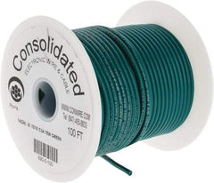 Made in USA - 16 AWG, 26 Strand, 100' OAL, Tinned Copper Hook Up Wire - Green PVC Jacket, 0.117" Diam - A1 Tooling