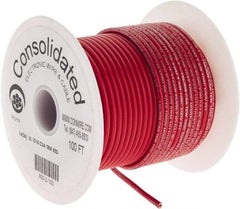 Made in USA - 16 AWG, 26 Strand, 100' OAL, Tinned Copper Hook Up Wire - Red PVC Jacket, 0.117" Diam - A1 Tooling