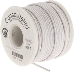 Made in USA - 22 AWG, 7 Strand, 100' OAL, Tinned Copper Hook Up Wire - White PVC Jacket, 0.091" Diam - A1 Tooling