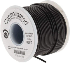 Made in USA - 16 AWG, 26 Strand, 100' OAL, Tinned Copper Hook Up Wire - Black PVC Jacket, 0.092" Diam - A1 Tooling