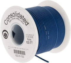 Made in USA - 18 AWG, 16 Strand, 100' OAL, Tinned Copper Hook Up Wire - Blue PVC Jacket, 0.08" Diam - A1 Tooling