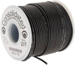 Made in USA - 20 AWG, 10 Strand, 100' OAL, Tinned Copper Hook Up Wire - Black PVC Jacket, 0.07" Diam - A1 Tooling