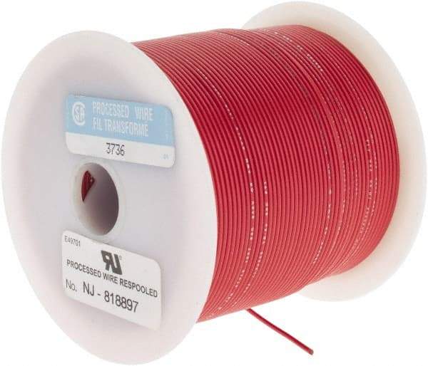 Made in USA - 22 AWG, 7 Strand, 500' OAL, Tinned Copper Hook Up Wire - Red PVC Jacket, 0.062" Diam - A1 Tooling