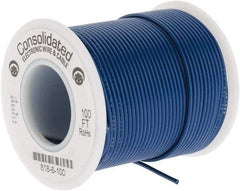 Made in USA - 22 AWG, 7 Strand, 100' OAL, Tinned Copper Hook Up Wire - Blue PVC Jacket, 0.062" Diam - A1 Tooling