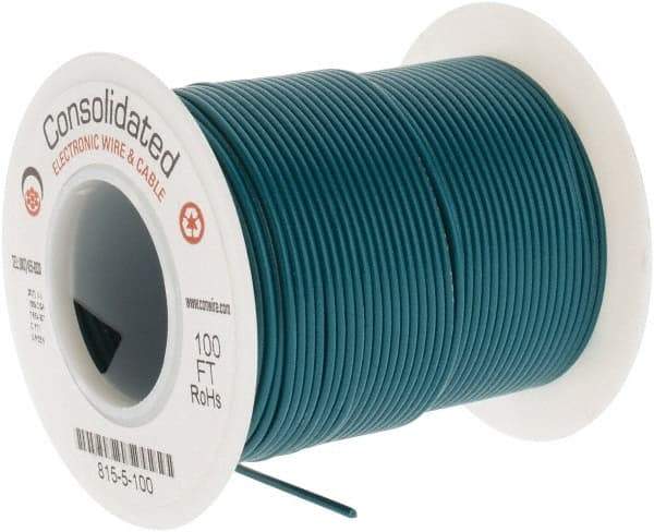 Made in USA - 26 AWG, 7 Strand, 100' OAL, Tinned Copper Hook Up Wire - Green PVC Jacket, 0.051" Diam - A1 Tooling