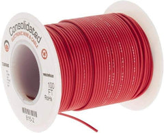 Made in USA - 26 AWG, 7 Strand, 100' OAL, Tinned Copper Hook Up Wire - Red PVC Jacket, 0.051" Diam - A1 Tooling