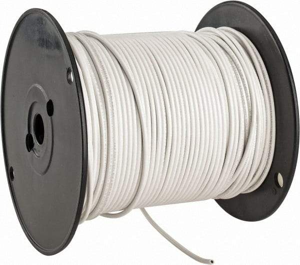 Made in USA - 14 AWG, 41 Strand, 500' OAL, Tinned Copper Hook Up Wire - White PVC Jacket, 0.136" Diam - A1 Tooling