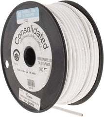 Made in USA - 12 AWG, 65 Strand, 100' OAL, Tinned Copper Hook Up Wire - White PVC Jacket, 0.155" Diam - A1 Tooling