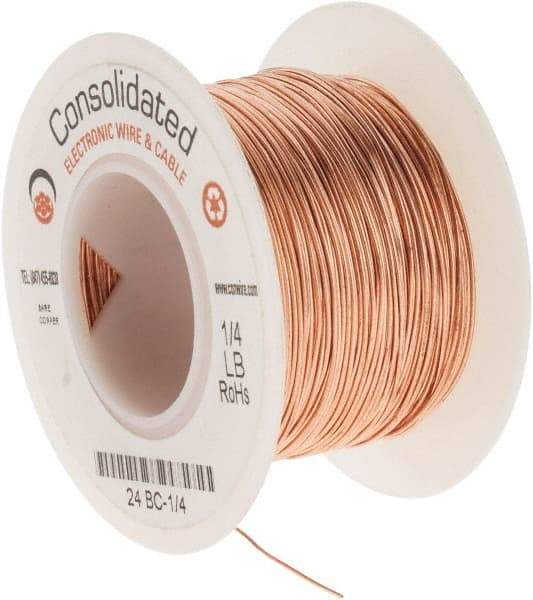 Made in USA - 24 AWG, 0.0201 Inch Diameter, 201 Ft., Solid, Grounding Wire - Copper, ASTM B3, QQ-W-343 Type S, RoHS Compliant - A1 Tooling