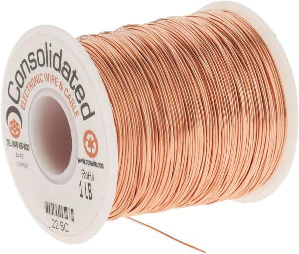 Made in USA - 22 AWG, 0.0253 Inch Diameter, 507 Ft., Solid, Grounding Wire - Copper, ASTM B3, QQ-W-343 Type S, RoHS Compliant - A1 Tooling