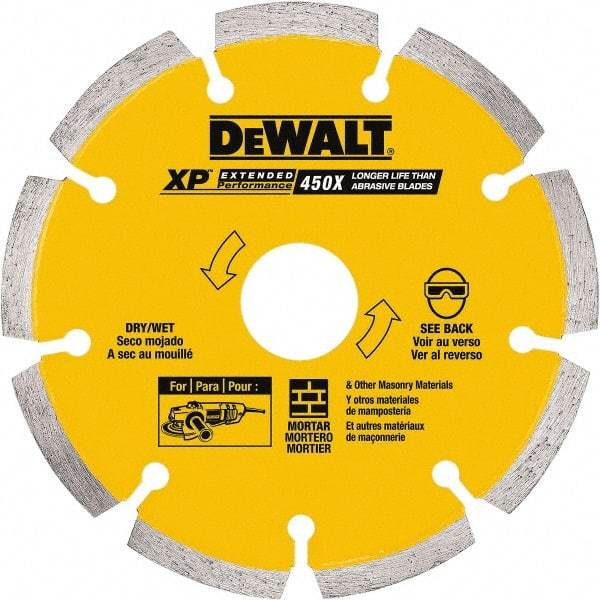 DeWALT - 6" Diam, 7/8" Arbor Hole Diam, Wet & Dry Cut Saw Blade - Diamond-Tipped, Standard Round Arbor - A1 Tooling