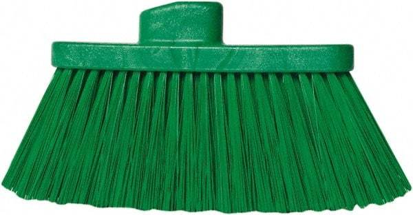 PRO-SOURCE - 10" Wide, Green Polypropylene Bristles, Angled Broom - Threaded Handle, 10 Inch Wide Broom, Green Bristles, Handle Sold Separately - A1 Tooling