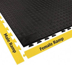 Wearwell - 3' Long x 1' Wide x 5/8" Thick, Anti-Fatigue Modular Matting Tiles - Male & Female, 4 Interlocking Sides, Black, For Dry Areas, Series 502 - A1 Tooling