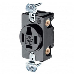 Hubbell Wiring Device-Kellems - 120/208 VAC 20A NEMA 18-20R Industrial Grade Black Straight Blade Single Receptacle - A1 Tooling