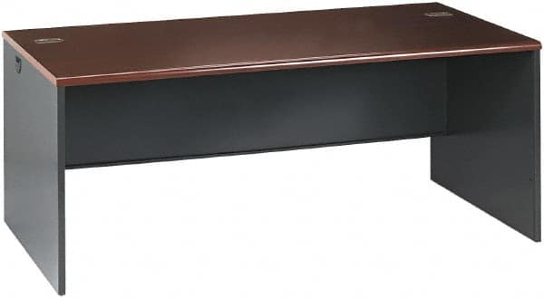 Hon - Steel-Reinforced High-Pressure Laminate/Metal Desk Shell - 72" Wide x 36" Deep x 29" High, Mahogany/Charcoal - A1 Tooling