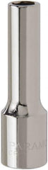 Paramount - 1/2" Drive, Deep Hand Socket - 6 Points, 3-3/32" OAL, Steel, Chrome Finish - A1 Tooling