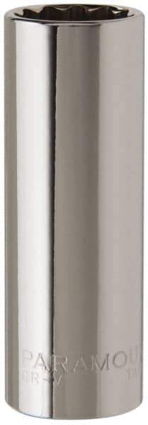 Paramount - 3/8" Drive, Deep Hand Socket - 12 Points, 2-1/2" OAL, Steel, Chrome Finish - A1 Tooling