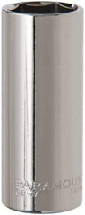 Paramount - 3/8" Drive, Deep Hand Socket - 6 Points, 2-1/2" OAL, Steel, Chrome Finish - A1 Tooling