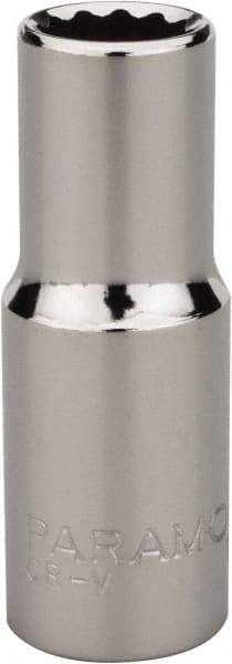 Paramount - 3/8", 3/8" Drive, Deep Hand Socket - 12 Points, 1-15/16" OAL, Steel, Chrome Finish - A1 Tooling