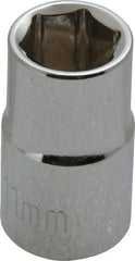 Paramount - 3/8" Drive, Standard Hand Socket - 6 Points, 1-3/16" OAL, Steel, Chrome Finish - A1 Tooling