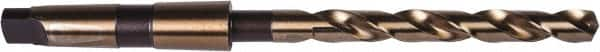 Precision Twist Drill - 3/8", 2MT 135° Point Cobalt Taper Shank Drill Bit - Oxide/Gold Finish, 3-1/2" Flute Length, 7-3/8" OAL, Spiral Flute, Series 209CO - A1 Tooling