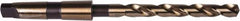 Precision Twist Drill - 3/8", 2MT 135° Point Cobalt Taper Shank Drill Bit - Oxide/Gold Finish, 3-1/2" Flute Length, 7-3/8" OAL, Spiral Flute, Series 209CO - A1 Tooling