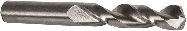 Precision Twist Drill - 37/64" 135° Parabolic Flute High Speed Steel Screw Machine Drill Bit - Bright Finish, Right Hand Cut, 2-5/8" Flute Length, 4-1/8" OAL, Split Point, Straight Shank - A1 Tooling