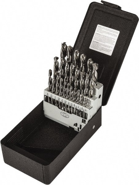 Precision Twist Drill - 1/16 to 1/2", 118° Point, Bright Finish, High Speed Steel Jobber Length Drill Bit Set - A1 Tooling