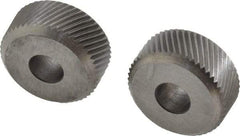 Made in USA - 1/4 Inch Face Width, 3/4 Inch Diameter, Cobalt Knurl Wheel Set - 1/4 Inch Hole Diameter, Beveled Face Knurl, Left and Right Hand Diagonal Pattern, Form - Exact Industrial Supply