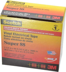 3M - 1-1/2" x 44', Black Vinyl Electrical Tape - Series 88, 8.5 mil Thick, 20 Lb./Inch Tensile Strength - A1 Tooling