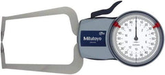 Mitutoyo - 20mm Max Measurement, 0.01mm Graduation, Outside Dial Caliper Gage - 3.3465 Inch Leg Length, 0.03mm Accuracy - A1 Tooling