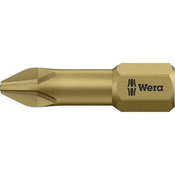 Wera - #2, Phillips Screwdriver Bit - 1/4" Drive, 1" OAL - A1 Tooling