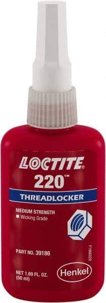 Loctite - 50 mL, Blue, Low Strength Liquid Threadlocker - Series 220, 24 hr Full Cure Time - A1 Tooling