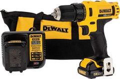 DeWALT - 12 Volt 3/8" Chuck Pistol Grip Handle Cordless Drill - 0-400 & 0-1500 RPM, Keyless Chuck, Reversible, 2 Lithium-Ion Batteries Included - A1 Tooling