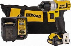 DeWALT - 12 Volt 1/4" Chuck Pistol Grip Handle Cordless Drill - 0-1050 RPM, Keyless Chuck, Reversible, 2 Lithium-Ion Batteries Included - A1 Tooling