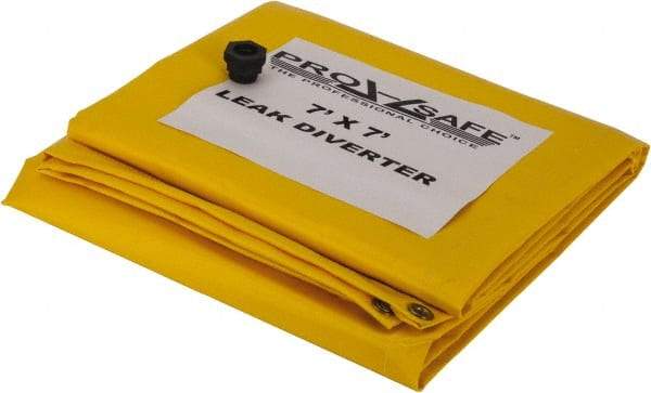 PRO-SAFE - Tarp-Shaped Heavy Duty Roof Leak Diverter - 7' Long x 7' Wide x 18 mil Thick, Yellow - A1 Tooling