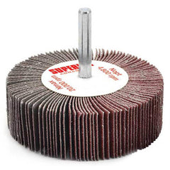 Superior Abrasives - Mounted Flap Wheels; Abrasive Type: Coated ; Outside Diameter (Inch): 2-1/2 ; Face Width (Inch): 1 ; Abrasive Material: Aluminum Oxide ; Grit: 80 ; Mounting Type: 1/4" Shank - Exact Industrial Supply